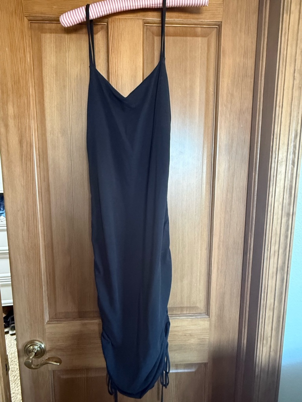 Fabletics Black Slip Midi Dress with Adjustable Drawstrings